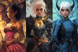 draw 2d sprite, fantasy game art, dnd, and character design