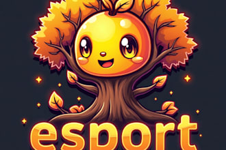 design high quality esport orange tree mascot logo with creative concepts