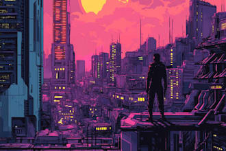 do a futuristic cyberpunk city and digital art illustration