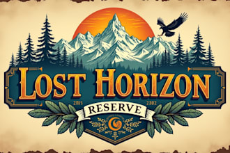 do lost horizon reserve vintage logo with unlimited revision