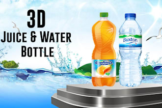 design 3d juice and water bottle