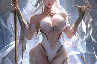 draw fantasy style and game characters art