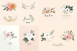 do botanical hand drawn boho feminine floral beauty spa watercolor logo design