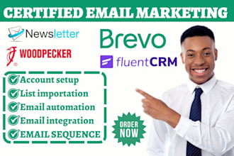 setup fluent crm brevo woodpecker customer io newsletter email sequence builder