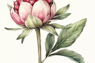 create a botanical watercolor illustration, floral drawing