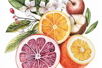 create detailed botanical vector line art illustrations