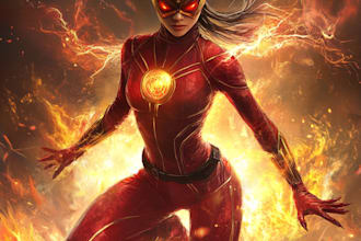 draw you into superhero comic cartoon character