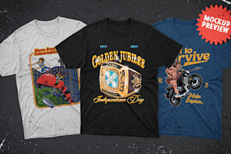 design a vintage retro t shirt with a custom illustration