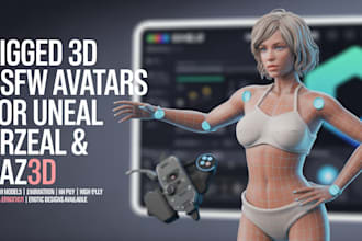 model 3d human character, rigged nsfw avatar for unreal and daz3d