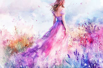 paint watercolor portrait of your pets or animal photos
