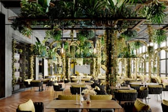 redsign 3d restaurant interior,coffee shop rendering,cafe,bar,cgi render