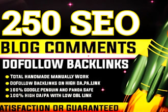 250 manual high dapa blog comment dofollow SEO backlinks