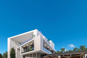 renovate exist building, architecture render for property marketing,urban design