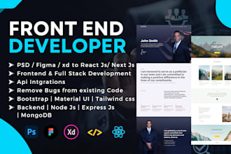 make react, reactjs nextjs frontend web app develop and api integration