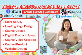 setupstan store beacons ai landing page systeme io digital course product upload