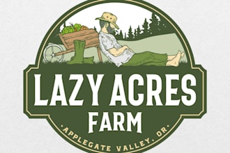 design an organic hand drawn farm rustic charm logo