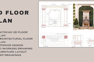provide autocad 2d floor plan, furniture layout, mep drawing