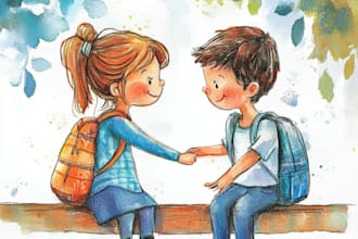 create watercolor illustrations for children book, kids picture book illustrator