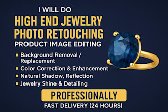 do high end jewelry photo retouch and touch up in photoshop