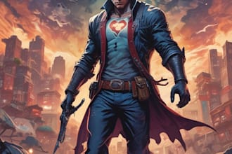 make comic book illustration, superhero comic book manga