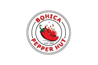 design greatest colorful food spicy logo with pepper hut