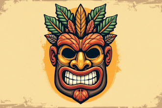 do hawaiian tiki mask vintage logo with free vector file