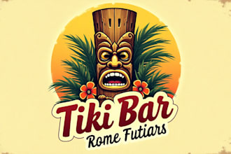 do unique tiki bar vintage logo design without any copyright