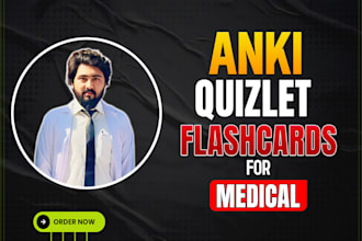 create medical anki flashcards and quizlet flashcards for you