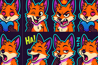 draw furry telegram stickers, fursona sticker packs, discord or animated sets