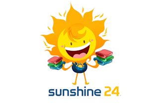 design a fun sun character laundry business logo