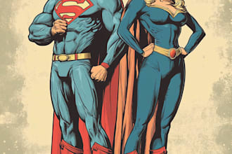 draw comic, superhero character illustration for you