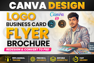 create logo, business card, brochure, flyer and letterhead design in canva