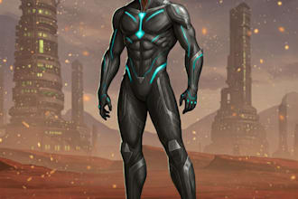 paint scifi, fantasy, superhero character design