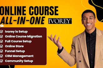 set up your ivorey io course platform, store, CRM, funnel, website