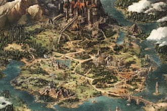 draw a beautiful fantasy map in 4k for you