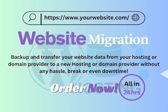 secure website backup and transfer to new domain or hosting within 24hrs