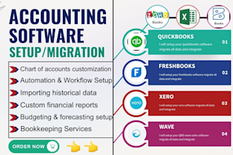 setup bookkeeping accounting software in quickbook freshbooks xero qbo wave zoho