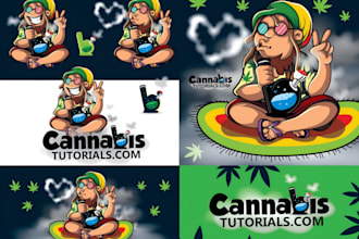 make cannabis kush weed marijuana related cartoon mascot logo design