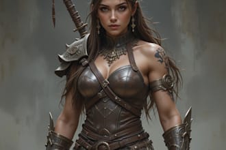render fantasy character realistic 3d human model 3d armor