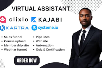 build kajabi kartra clixlo systeme io course website membership site VA