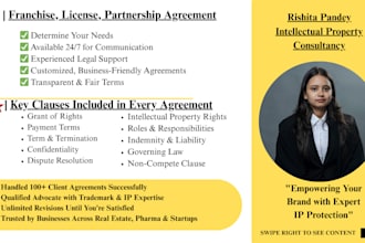 help in drafting commercial agreements like licensing, partnership and others