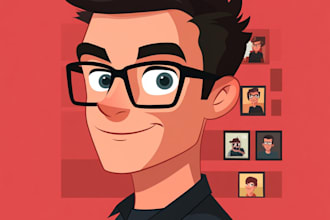 create minimalist cartoon caricature, flat avatar headshot