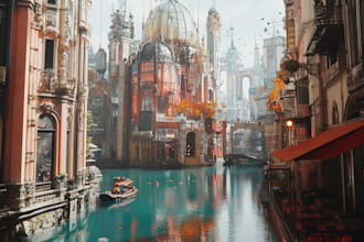 create a science fiction city, cyberpunk art illustration