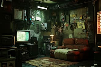 draw cyberpunk futuristic environment background art