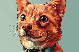 draw your cat, dog, or any pet into cartoon vector portrait