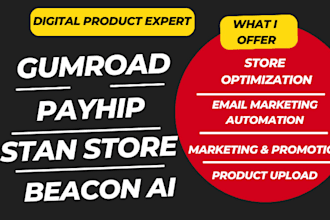 setup and promote your digital product store on gumroad, payhip and pensight