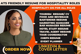 write ats friendly resume for tourism bartender  marketing manager hospitality