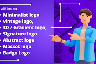 design custom, minimalist, vintage, 3d and mascot logo