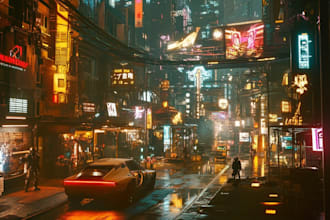 make a illustration of futuristic cyberpunk city