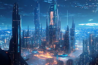 create science fiction city, cyberpunk art